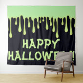 Groene Gloed Druppels Druppelen Halloween Feest Wandkleed (In Situ (horizontaal))