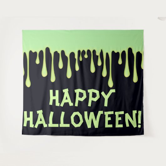 Groene Gloed Druppels Druppelen Halloween Feest Wandkleed (Voorkant (horizontaal))