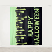 Groene Gloed Druppels Druppelen Halloween Feest Wandkleed (Voorkant)