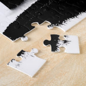Groene gloed in zwart-witte silhouet bomen legpuzzel (Zijkant)