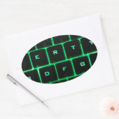 Groene gloed QWERTY computer toetsenbord toetsen Ovale Sticker (Envelop)