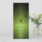 Groene gloed zwarte spin Halloween-uitnodigkaart Kaart (Staand voorkant)