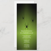 Groene gloed zwarte spin Halloween-uitnodigkaart Kaart (Voorkant / Achterkant)