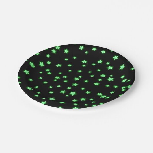 Groene gloeiende sterren Verjaardagsfeest Custom Papieren Bordje (Gekanteld)