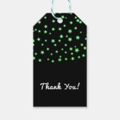 Groene gloeiende sterren verjaardagsfeestje aangep cadeaulabel (Voorkant)