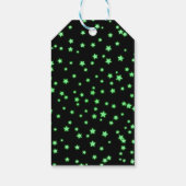 Groene gloeiende sterren verjaardagsfeestje aangep cadeaulabel (Achterkant)