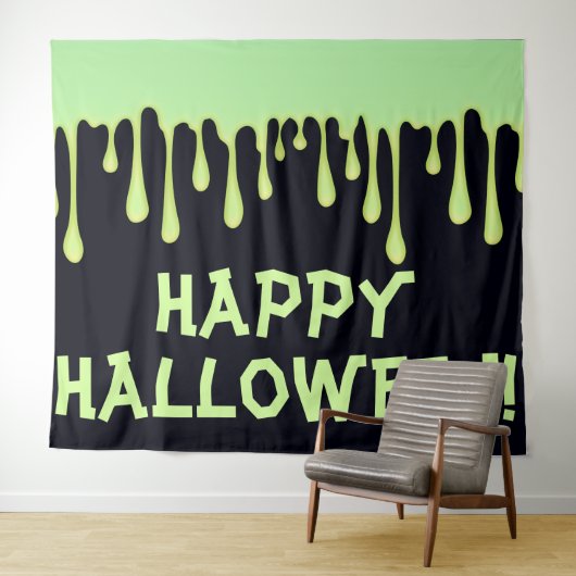 Groene Glow Drips Druppend Halloween Feest Wandkleed (In Situ (horizontaal))
