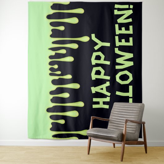 Groene Glow Drips Druppend Halloween Feest Wandkleed (In situ)