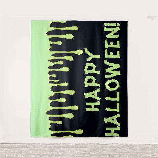 Groene Glow Drips Druppend Halloween Feest Wandkleed (Voorkant)