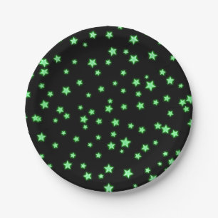 Groene Glowende Sterren Verjaardagsfeestje Custom Papieren Bordje