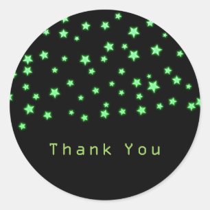 Groene Glowing Stars Verjaardagsfeestje Custom Fav Ronde Sticker