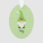 Groene Gnome Checker NAAM Jaar Kerstplezier Ornament (achterkant)