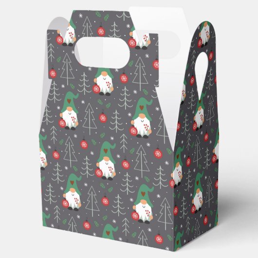 Groene Gnome Kerstboom Ornamenten Patroon Bedankdoosjes (Geopend)