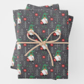 Groene Gnome Kerstboom Ornamenten Patroon Inpakpapier Vel (In situ)