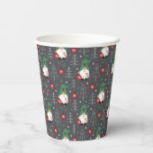 Groene Gnome Kerstboom Ornamenten Patroon Papieren Bekers (Achterkant)