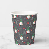 Groene Gnome Kerstboom Ornamenten Patroon Papieren Bekers (Voorkant)