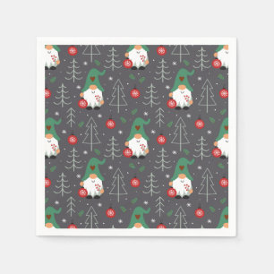 Groene Gnome Kerstboom Ornamenten Patroon Servet
