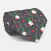 Groene Gnome Kerstboom Ornamenten Patroon Stropdas (Opgerold)
