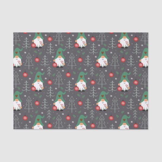 Groene Gnome Kerstboom Ornamenten Patroon Tissuepapier (Voorkant)