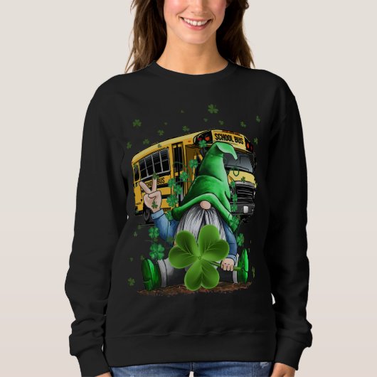 Groene Gnomen Bus School Driver en Shamrock St Pat Trui (Voorkant)