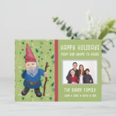 Groene Gnoom voor de Feestdagen Kerst Foto Feestdagenkaart (Staand voorkant)