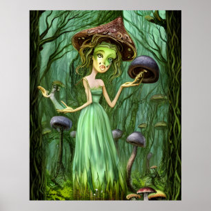 Groene godin in een Magic Forest Poster