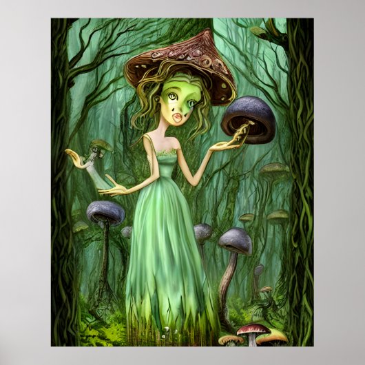 Groene godin in een Magic Forest Poster (Voorkant)