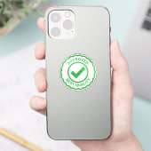 Groene goedkeuring verzegeling vinyl sticker met v (Telefoon)