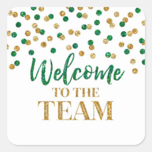 Groene Gold Confetti Welkom bij het team Vierkante Sticker