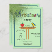 Groene Gold Glitter & Red Apple Happy Retirement Kaart (Voorkant / Achterkant)