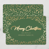Groene Gold Hand Letterige zakelijke kerstkaarten Feestdagenkaart (Voorkant / Achterkant)