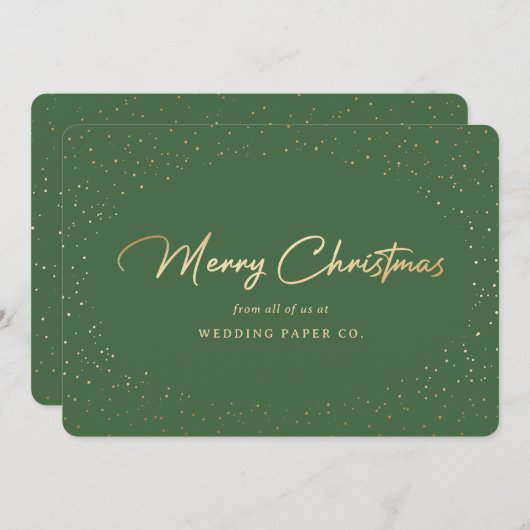 Groene Gold Hand Letterige zakelijke kerstkaarten Feestdagenkaart (Voorkant / Achterkant)