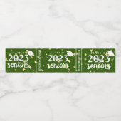 Groene Gold Stars-klasse 2023 Senior Afstuderen Waterfles Etiket (Enkel label)