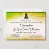Groene Gold Waterverf High School Class Reunion Kaart (Voorkant)