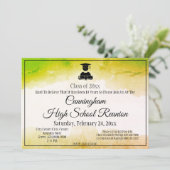 Groene Gold Waterverf High School Class Reunion Kaart (Staand voorkant)