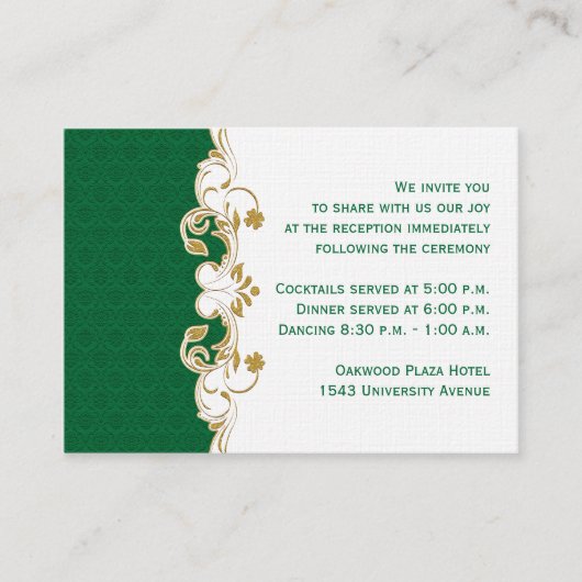 Groene, Gold, witte kaart met scrollbevestiging (Voorkant)