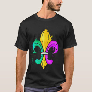 Groene Golden en Paarse fleur de lis voor mardi gr T-shirt