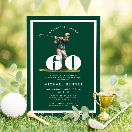 Groene Golf 60ste verjaardagsuitnodiging Kaart