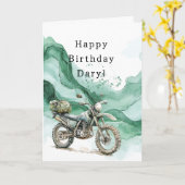 Groene Golf Abstract Motorfiets Verjaardag Kaart (Gele Bloem)