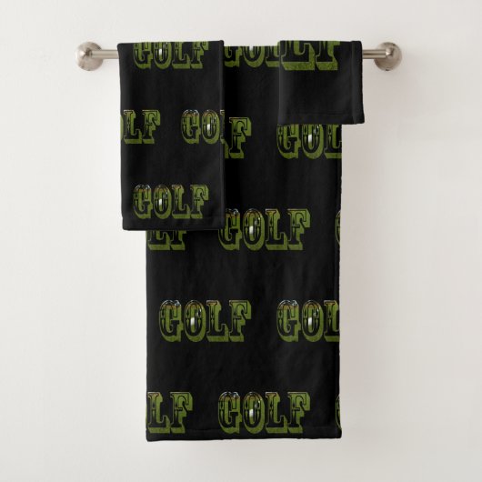 Groene Golf Afbeelding Logo op zwart, Bad Handdoek (Insitu)