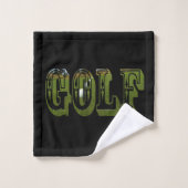 Groene Golf Afbeelding Logo op zwart, Bad Handdoek (Wasdoekje)