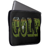 Groene Golf Afbeelding Logo op zwart, Laptop Sleeve (Voorkant Rechts)