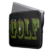 Groene Golf Afbeelding Logo op zwart, Laptop Sleeve (Voorkant Links)