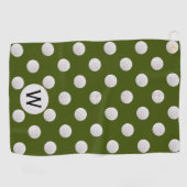Groene Golf Bal Patroon Monogram Gepersonaliseerd Golfhanddoek (Horizontaal)