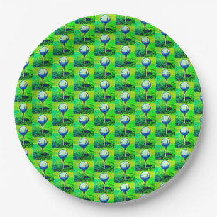 Groene Golf Ball Pattern Birthday Sports Hobby Papieren Bordje