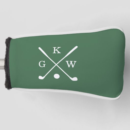 Groene Golf Clubs Monogram Golfheadcover (Voorkant)