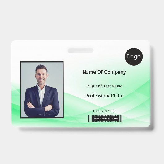 Groene Golf Design Foto Identificatie ID Badge (Voorzijde)