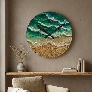 Groene golf hars look strand oceaan kust ronde klok