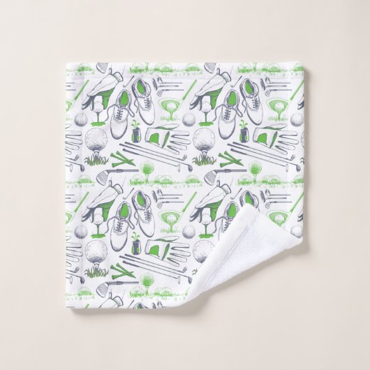 Groene Golf iconen patroon Bad Handdoek (Wasdoekje)