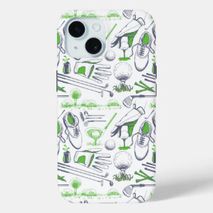 Groene Golf iconen patroon iPhone 15 Case